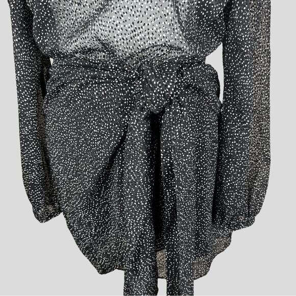 Zara Trafaluc Sheer Faux Wrap Dress XS Speckled Black Sexy LBD Party Club Gothic - Picture 4 of 16
